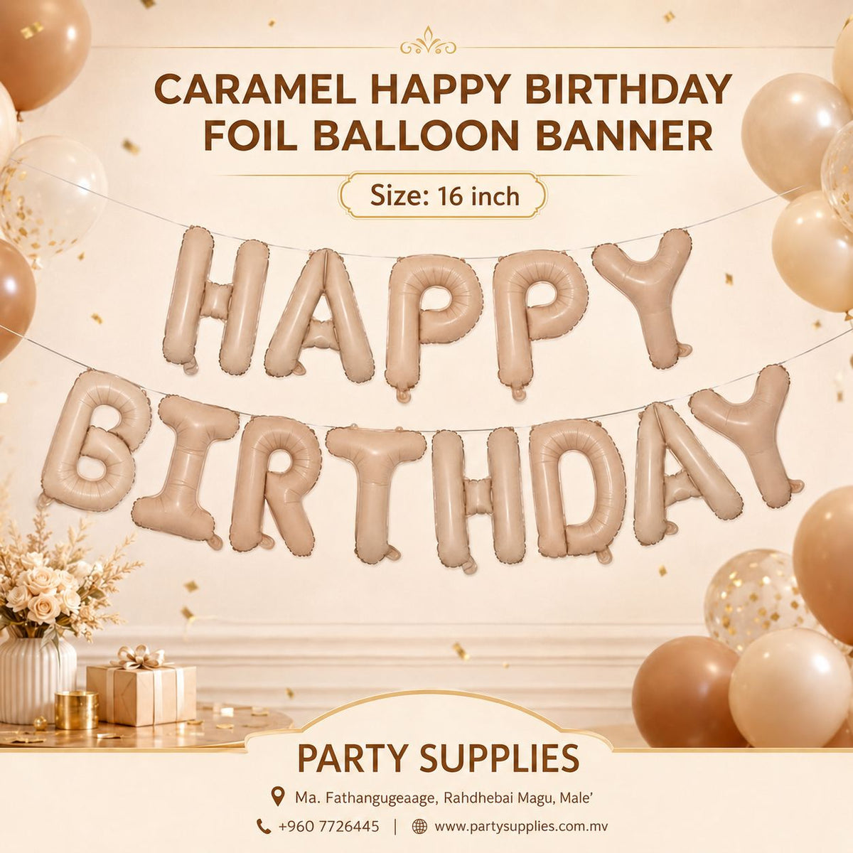 16inch Caramel Happy Birthday Foil Banner