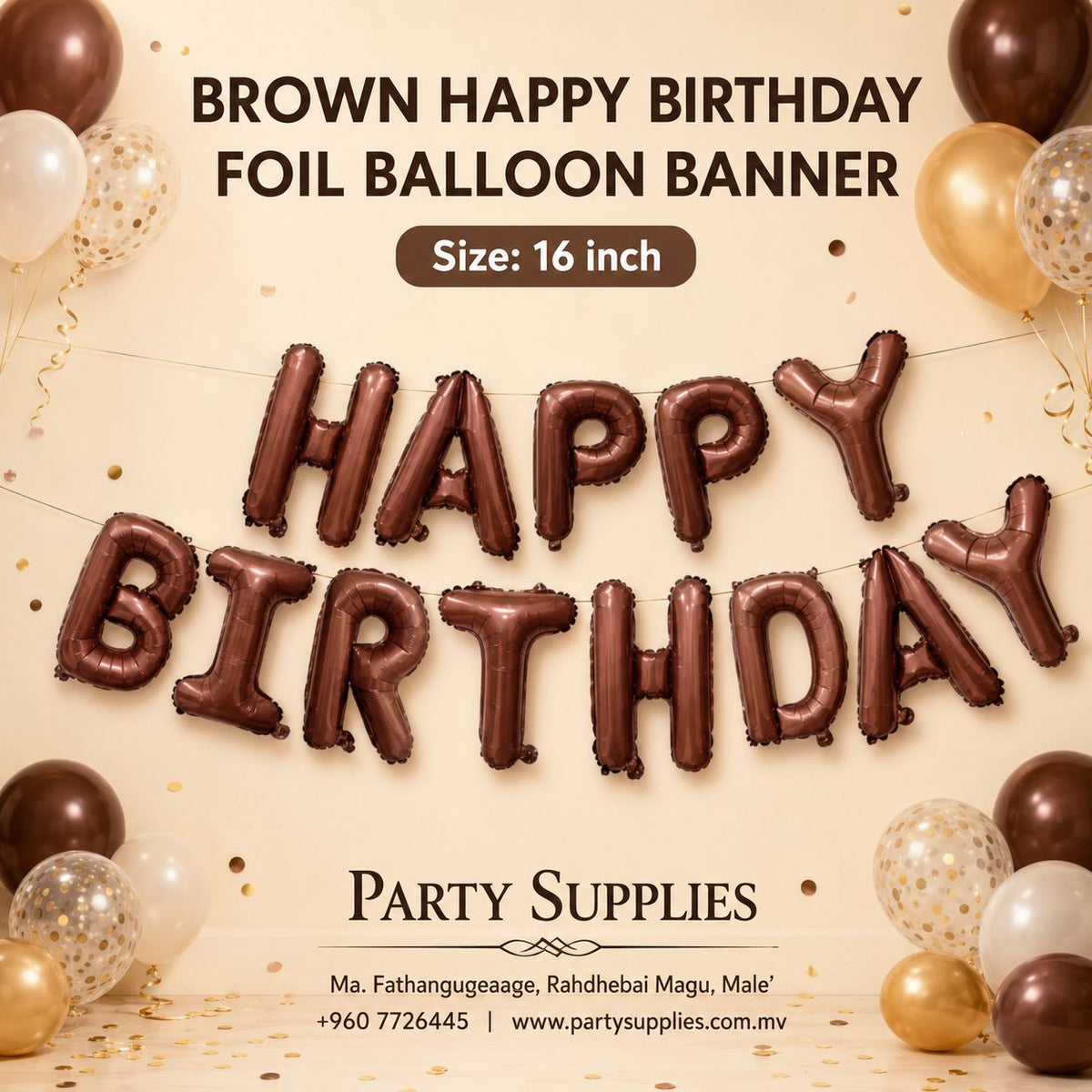 16inch Brown Happy Birthday Foil Banner