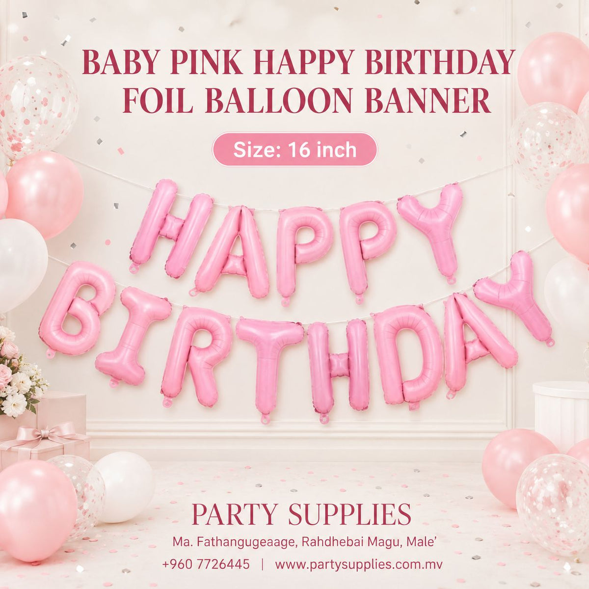 16inch Baby Pink Happy Birthday Foil Banner