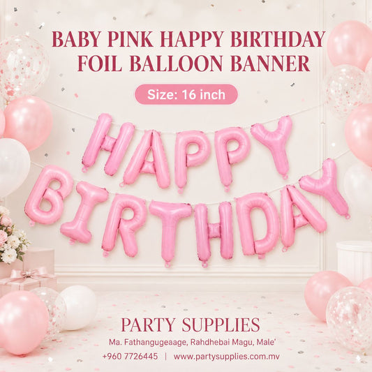 16inch Baby Pink Happy Birthday Foil Banner