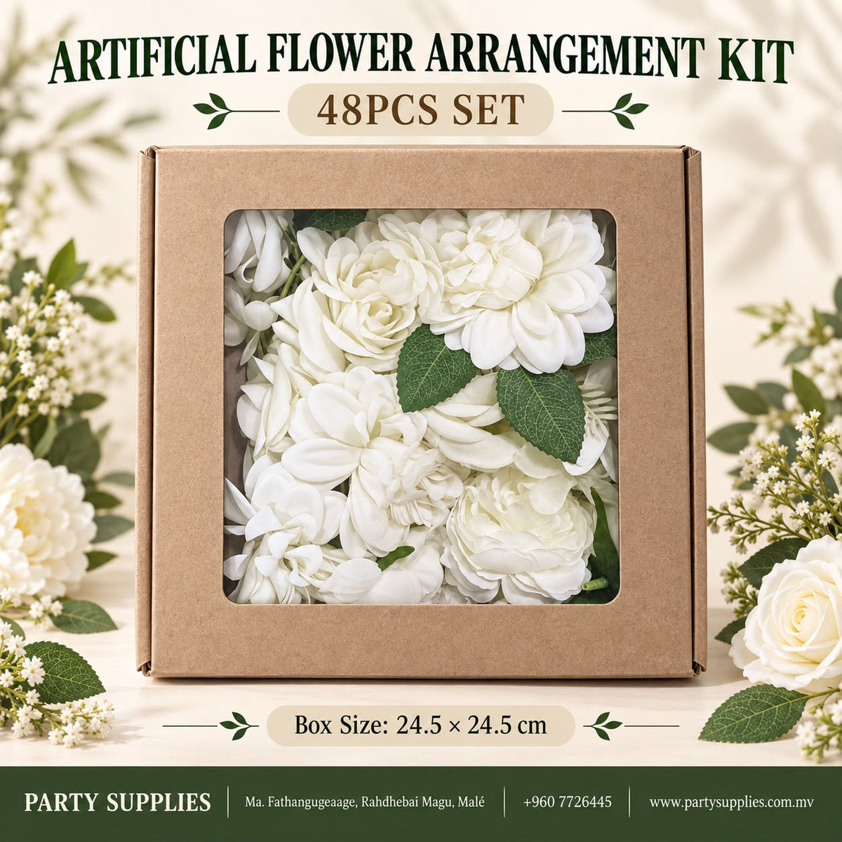 48pcs White Artificial Flower Arrangement Kit