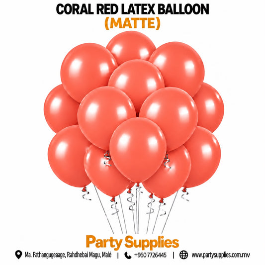 Coral Red Matte Latex Balloon