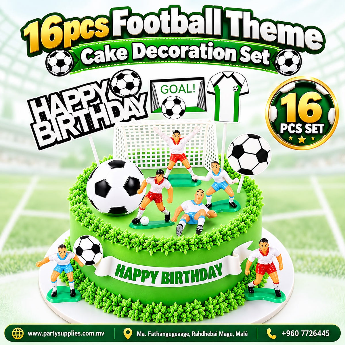 16pcs Football Theme Cake Decoration Set