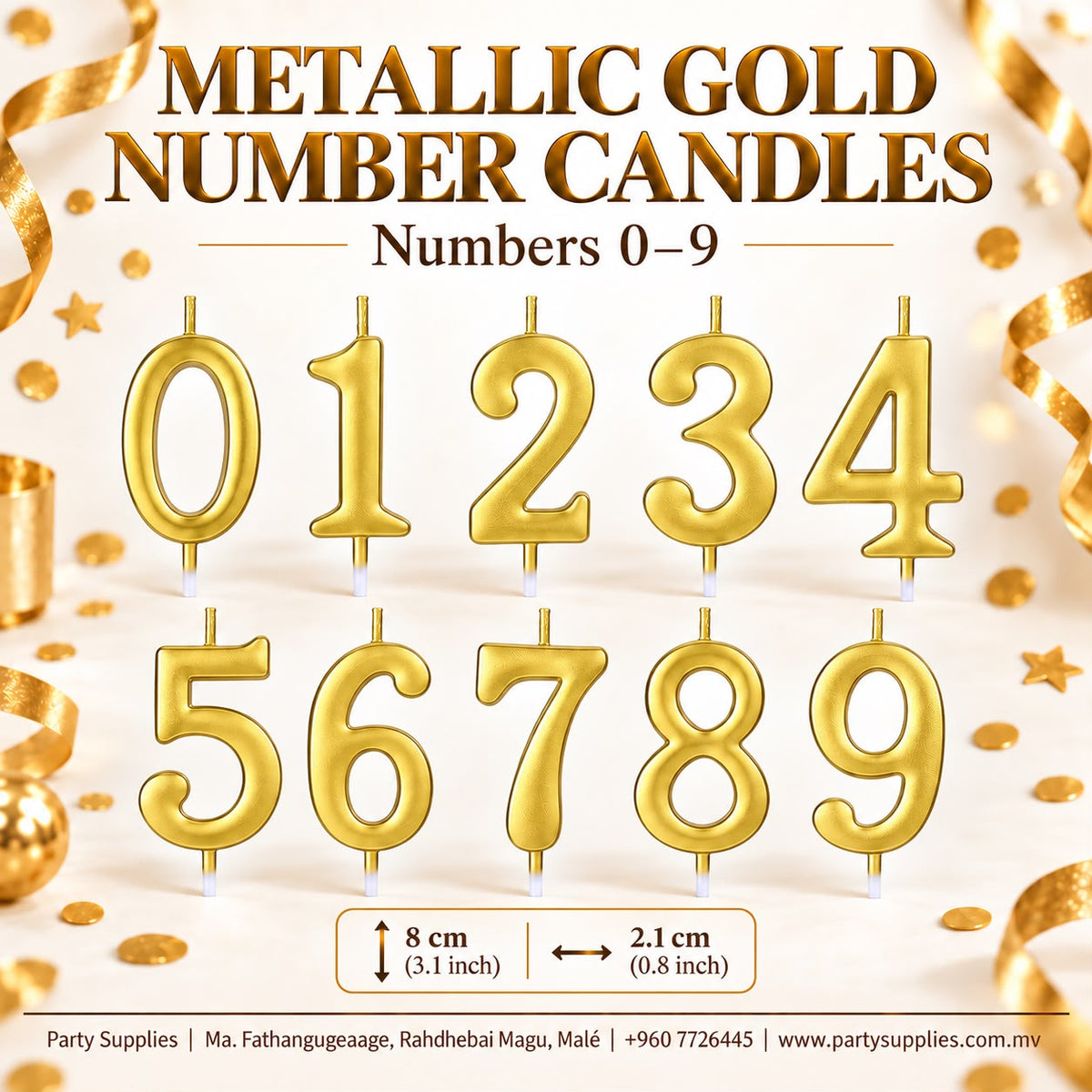 Metallic Gold Number Candles