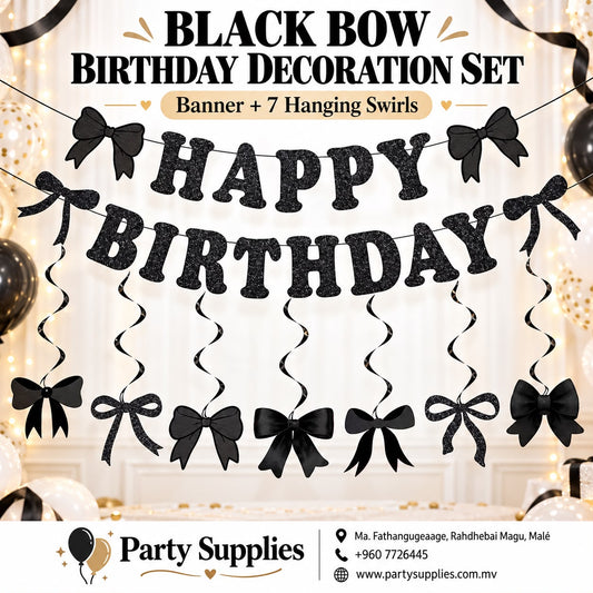 Black Bow Birthday Decoration Set