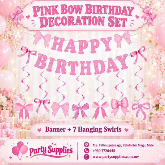 Pink Bow Birthday Decoration Set