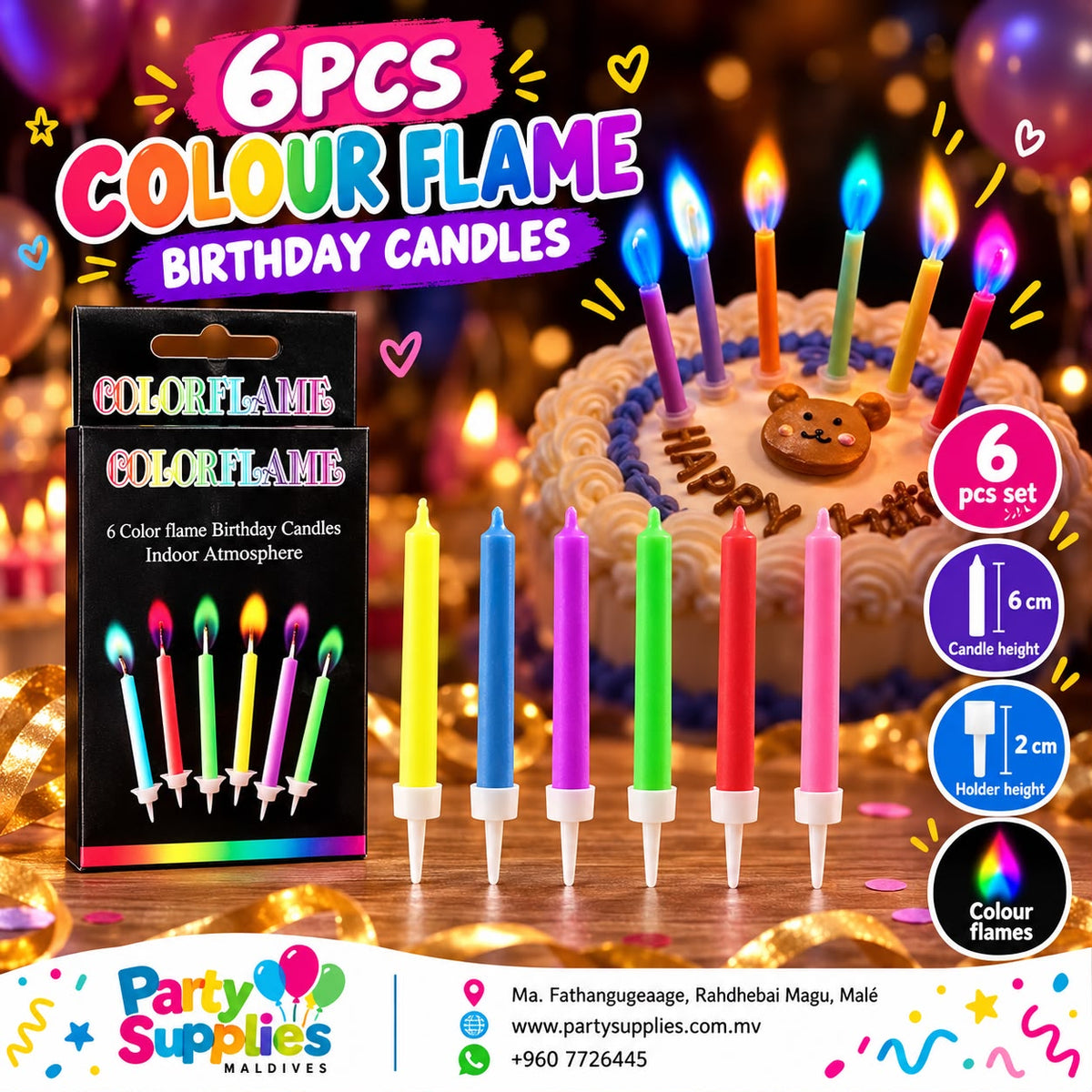 6pcs Colour Flame Birthday Candles