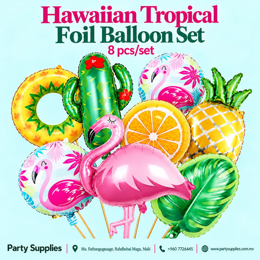 8-piece Hawaiian Tropical Foil Balloon Set