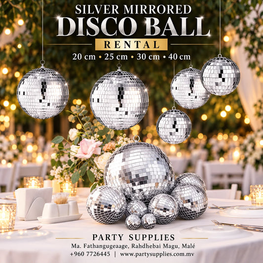 Silver Mirrored Disco Balls for RENT