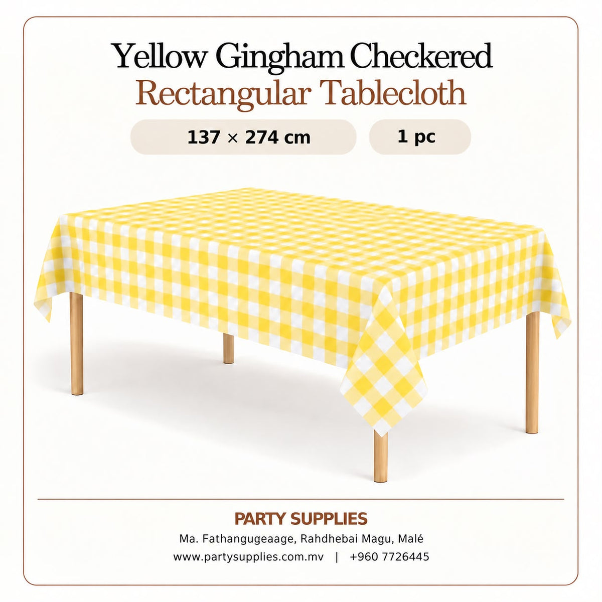 Yellow Gingham Checkered Tablecloth
