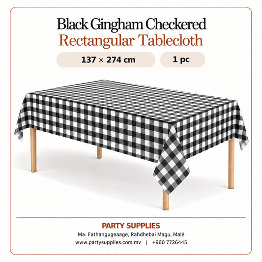 Black Gingham Checkered Tablecloth
