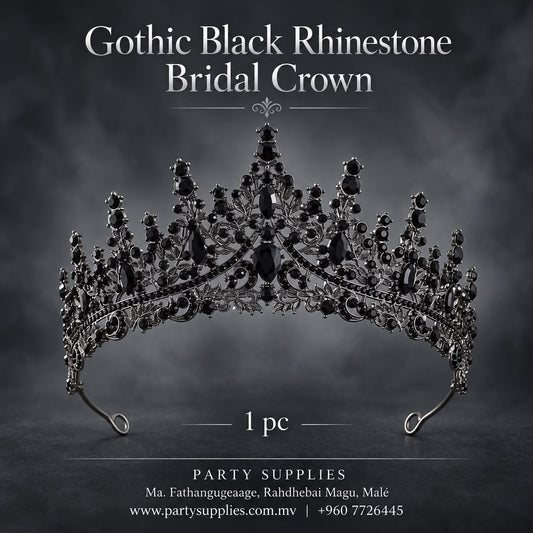 Gothic Black Rhinestone Bridal Crown