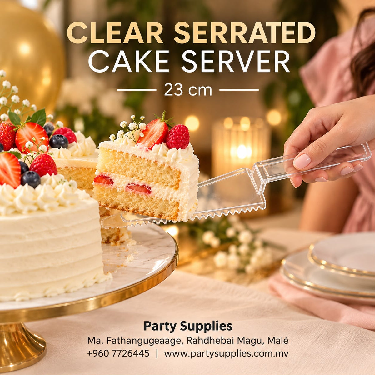 Clear Serrated Cake Server