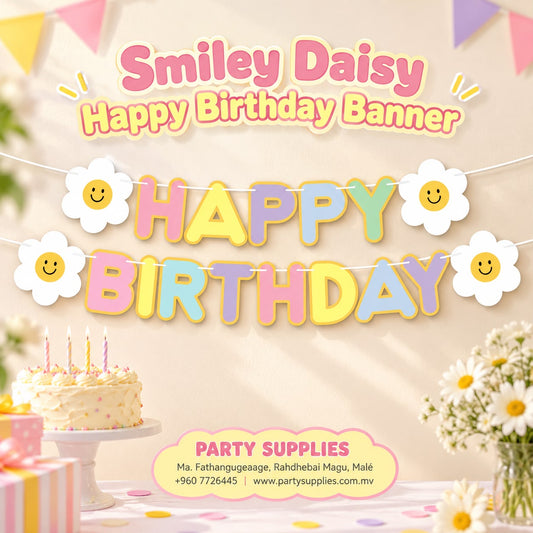 Smiley Daisy Happy Birthday Banner
