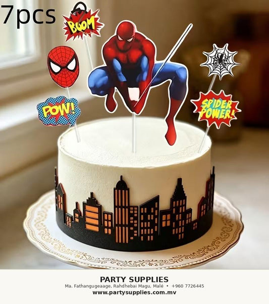 Spider-Man Cake Topper Set – 7 Pieces