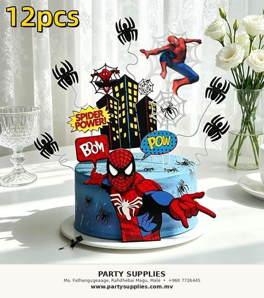 Spider-Man Cake Topper Set – 12 Pieces