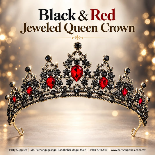 Black and Red Jeweled Queen Crown