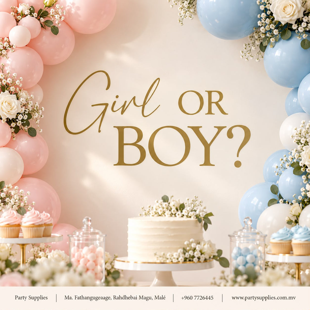 Gold “Girl or Boy?” Decoration Wall Sticker