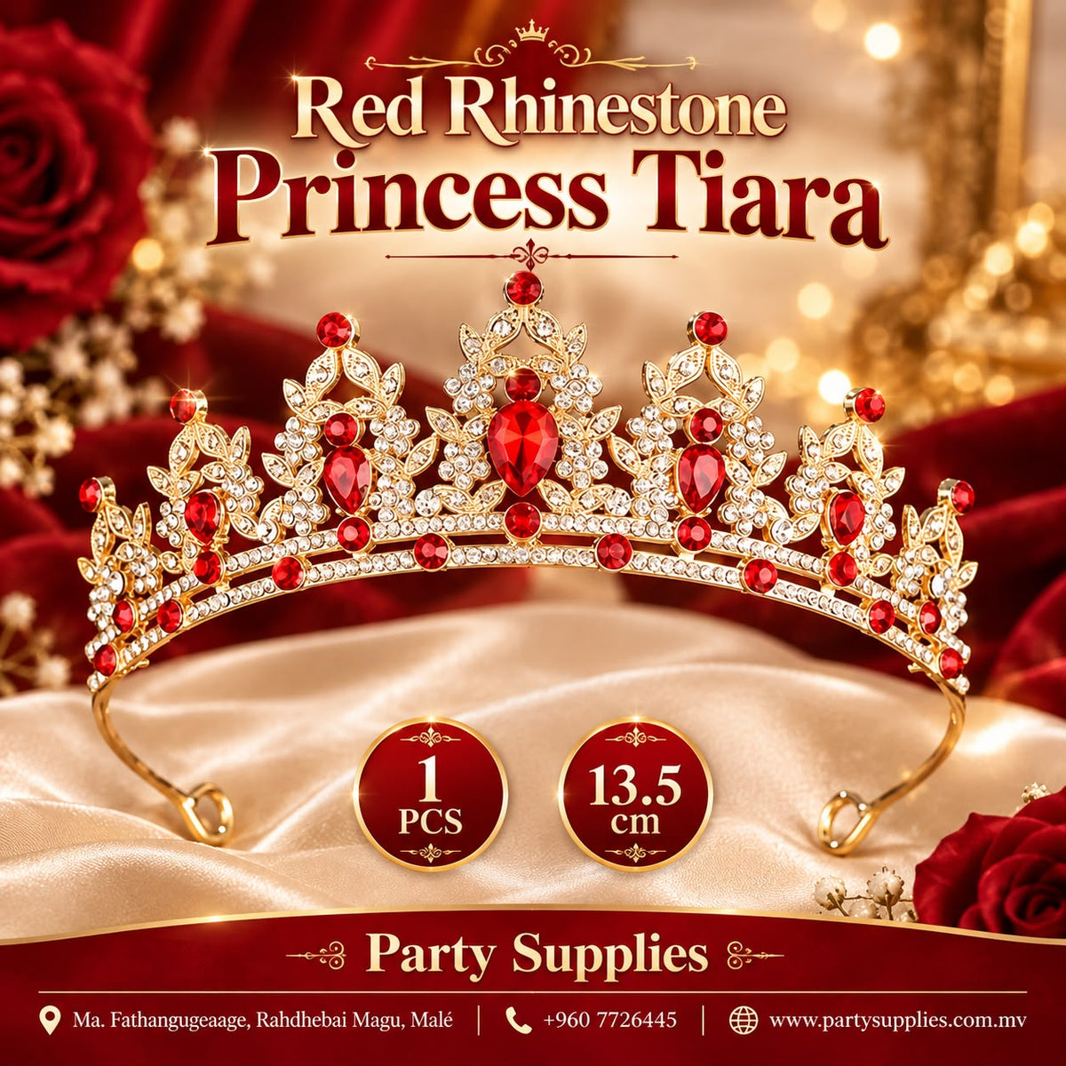 Red Rhinestone Princess Tiara