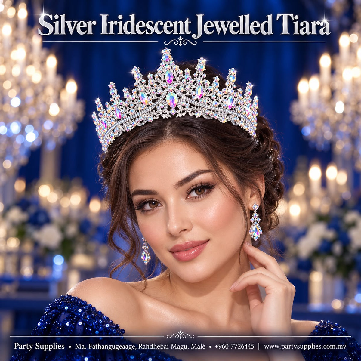 Silver Iridescent Sparkling Jewelled Tiara