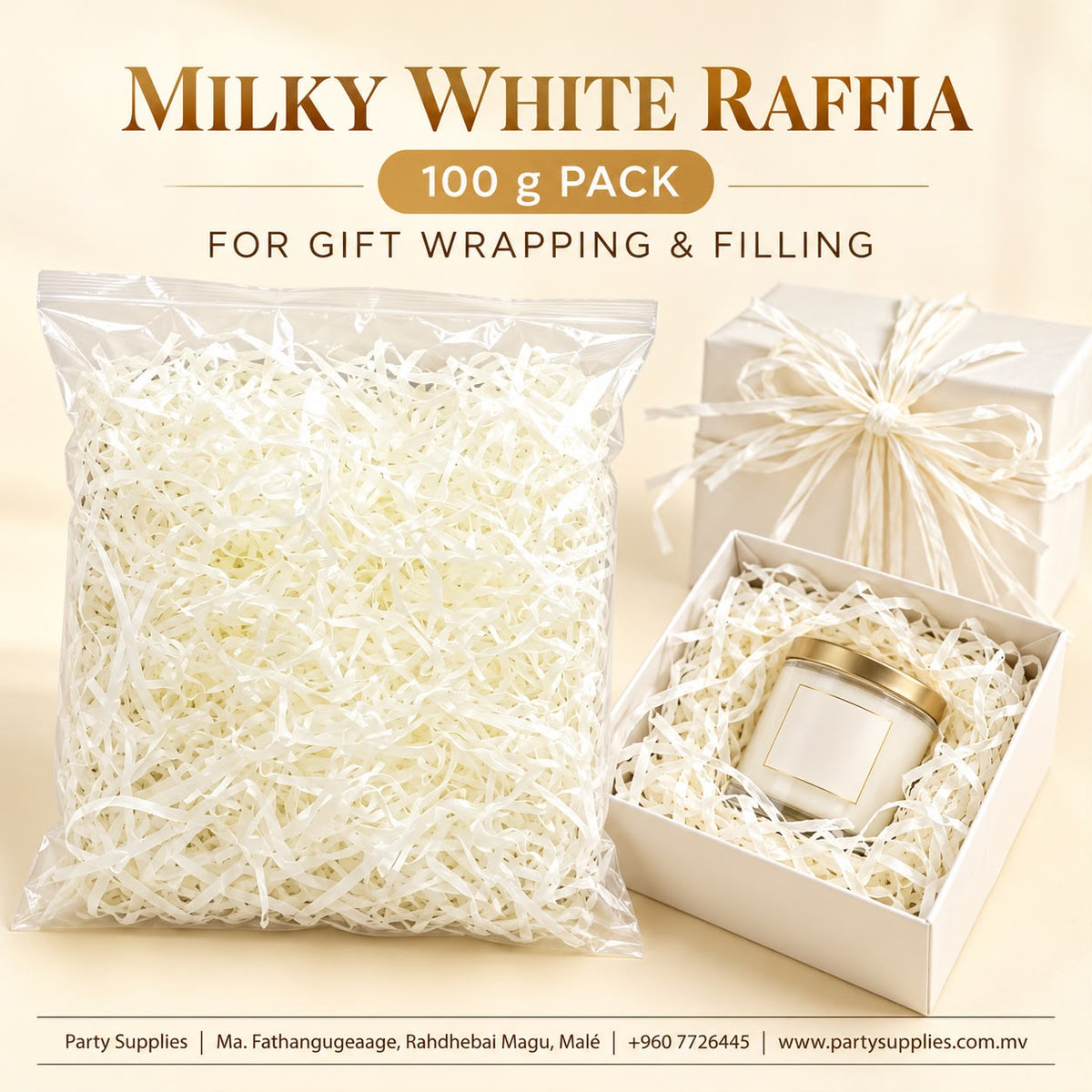 100g Milky White Raffia