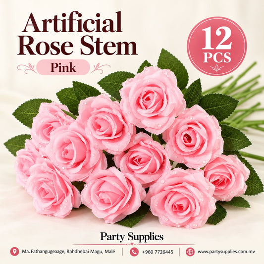 12pcs Pink Artificial Rose Stems