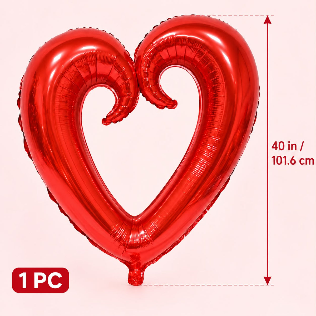 40inch Red Open Heart Foil Balloon — 1 pc