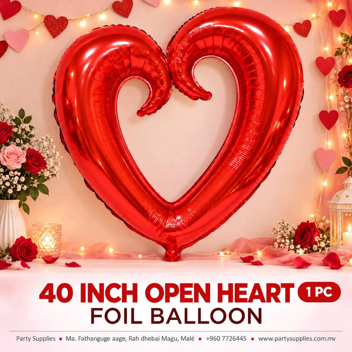 40inch Red Open Heart Foil Balloon — 1 pc