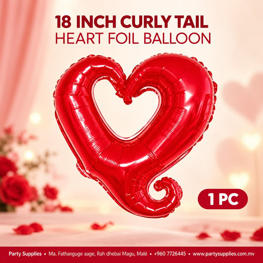 18inch Red Curly Tail Heart Foil Balloon