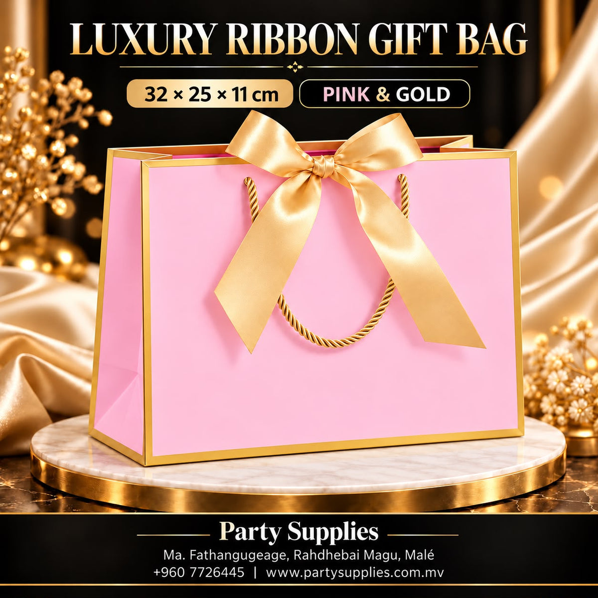 Pink & Gold Luxury Ribbon Gift Bag