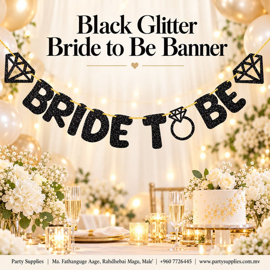 Black Glitter Bride to Be Banner