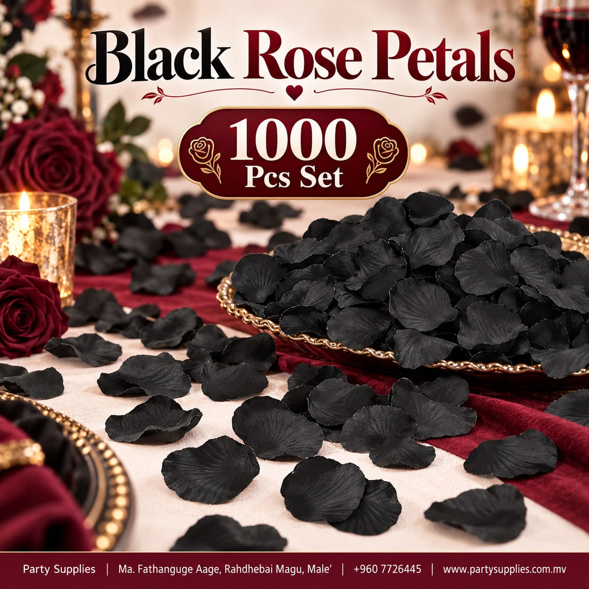 1000pcs Black Rose Petals