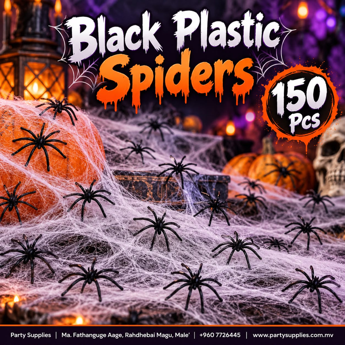 Black Plastic Spiders