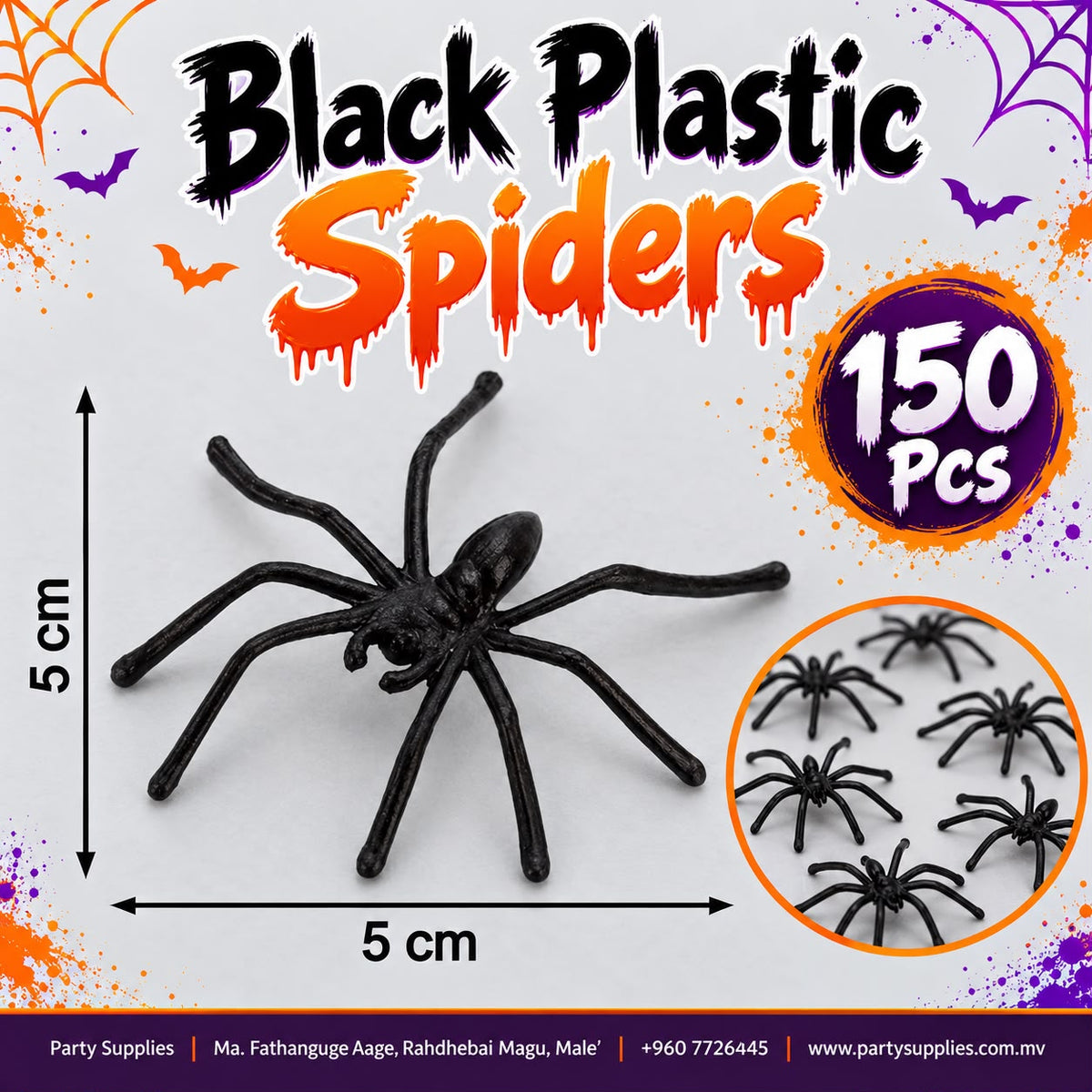 Black Plastic Spiders