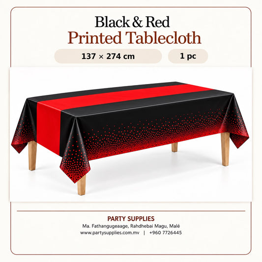 Black and Red Printed Tablecloth