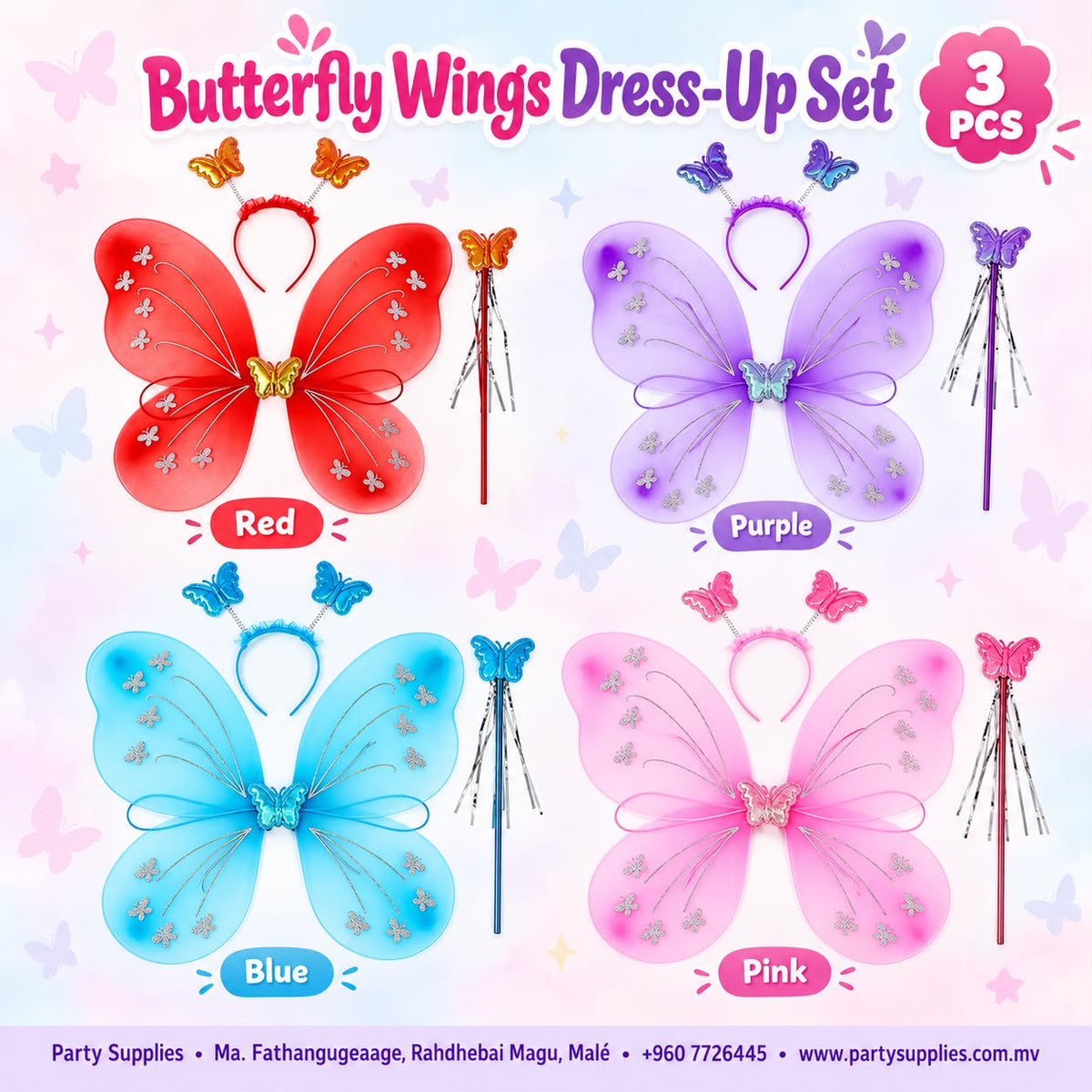 3pcs Butterfly Wings Fairy Dress-Up Set
