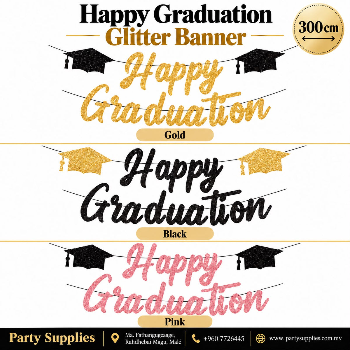 Happy Graduation Glitter Banner