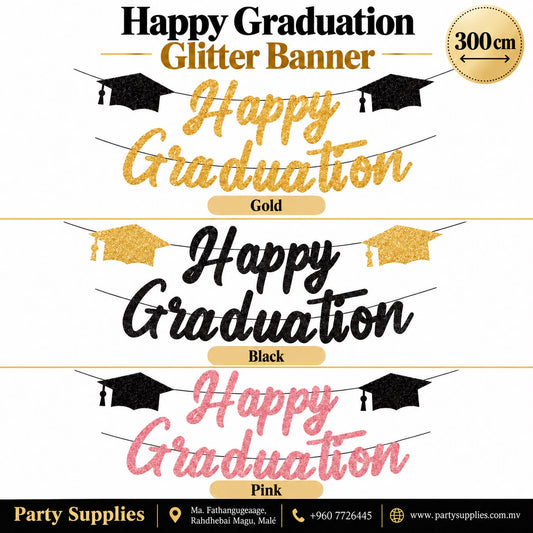 Happy Graduation Glitter Banner