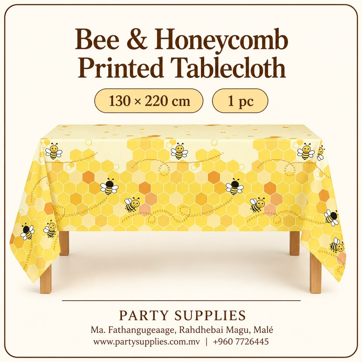 Bee and Honeycomb Printed Tablecloth