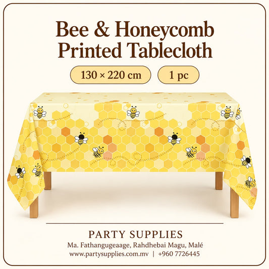 Bee and Honeycomb Printed Tablecloth