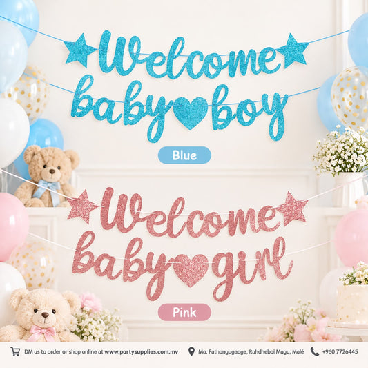 Welcome Baby Glitter Banner