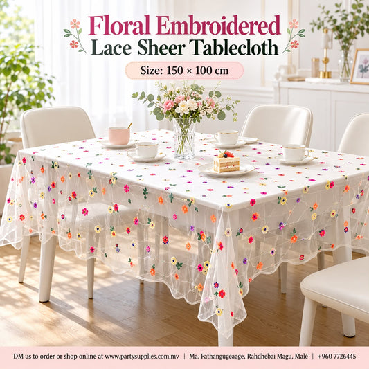 🌸 Floral Embroidered Lace Sheer Tablecloth 🌸