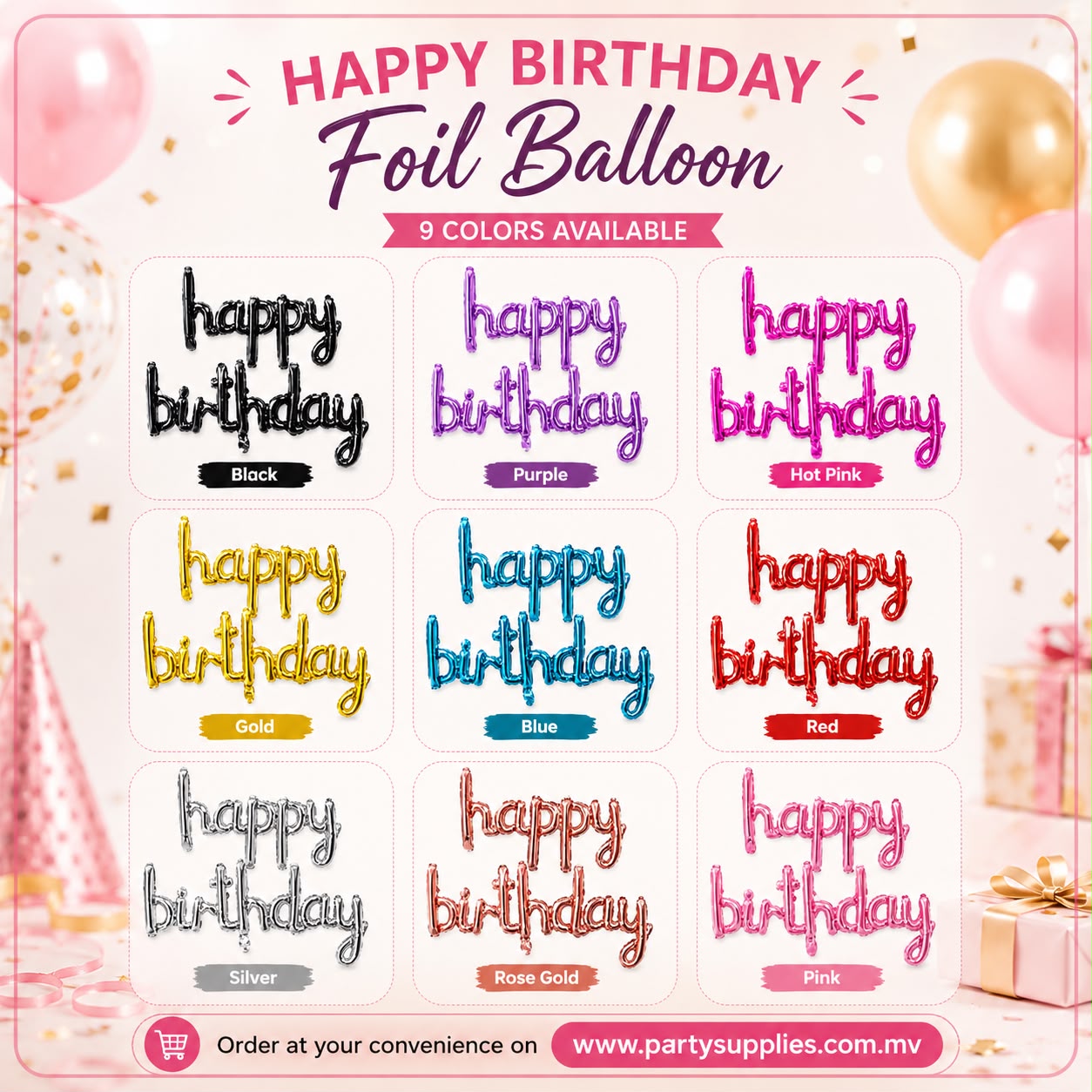 Cursive Happy Birthday Foil banner