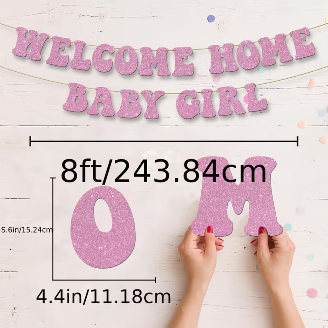 Blue Glitter Welcome Home Banner for Baby Boy