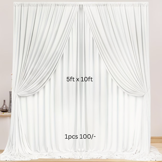 5ft x 10ft Ivory White Backdrop Fabric Curtains for The Rent