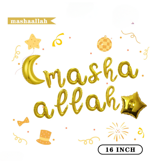 16inch Gold Mashallah Foil Banner with Half-moon and star