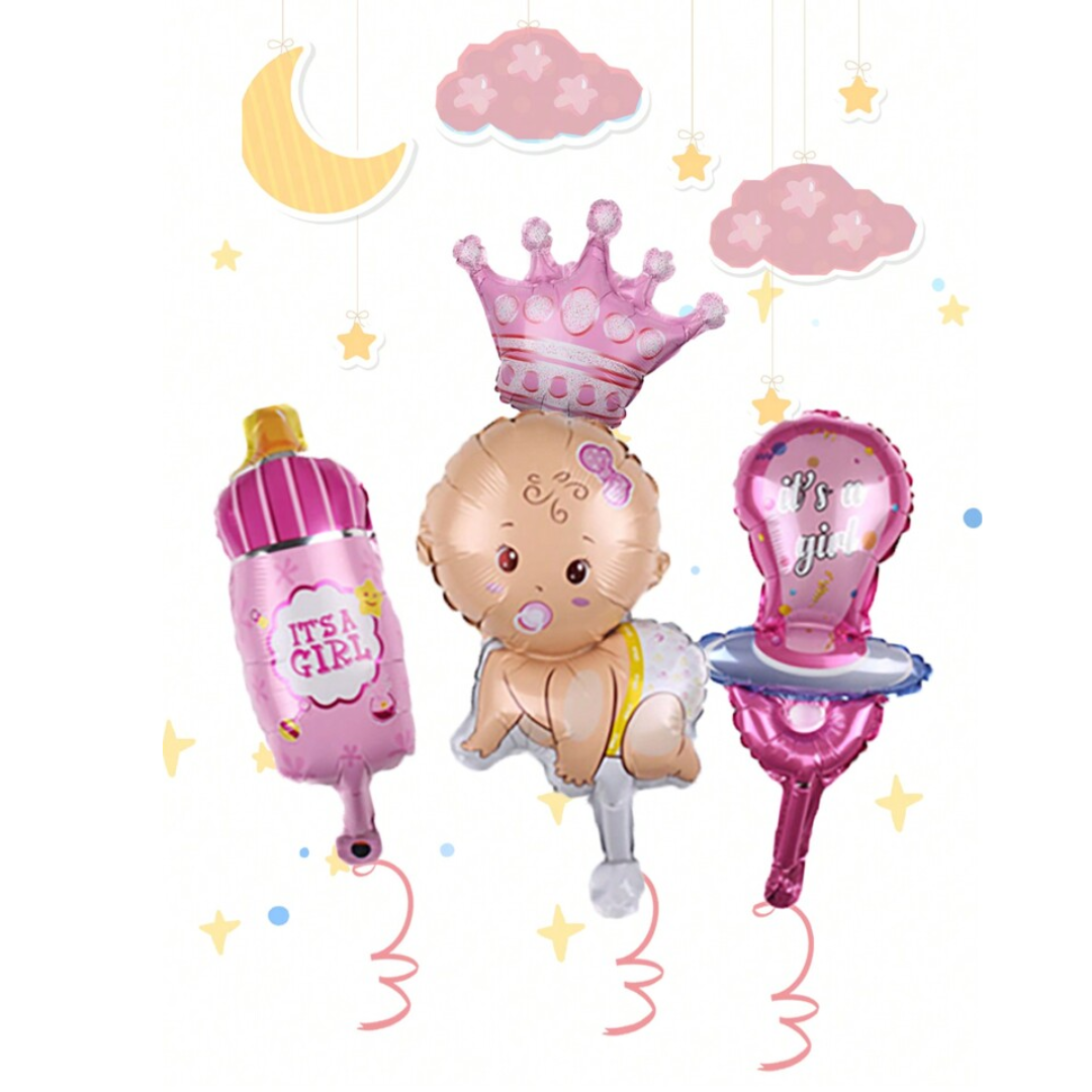 4pcs Baby Shower  Baby Girl Foil Balloon Set