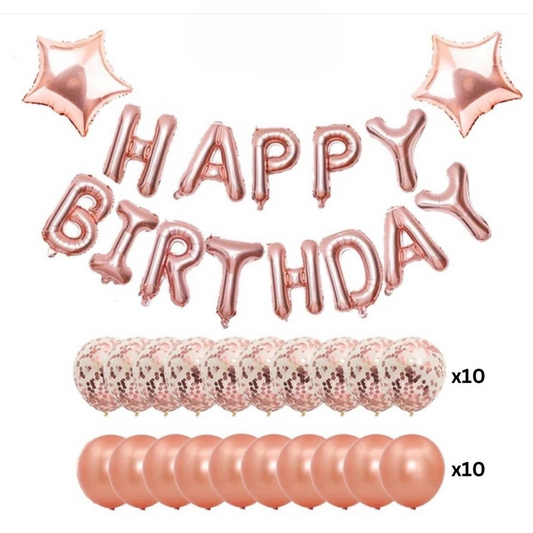 35pcs Rose Gold Happy Birthday Balloon Set