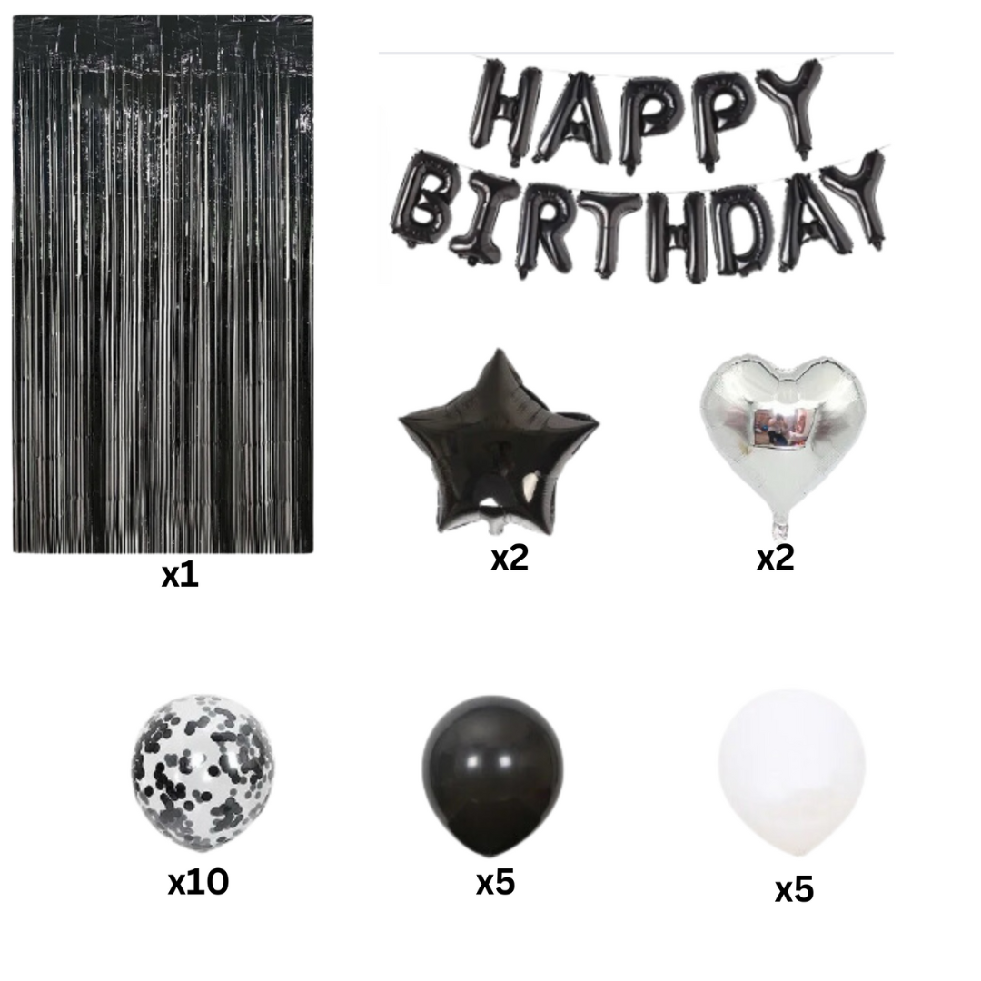 38pcs black and white Birthday Party Decorations Set