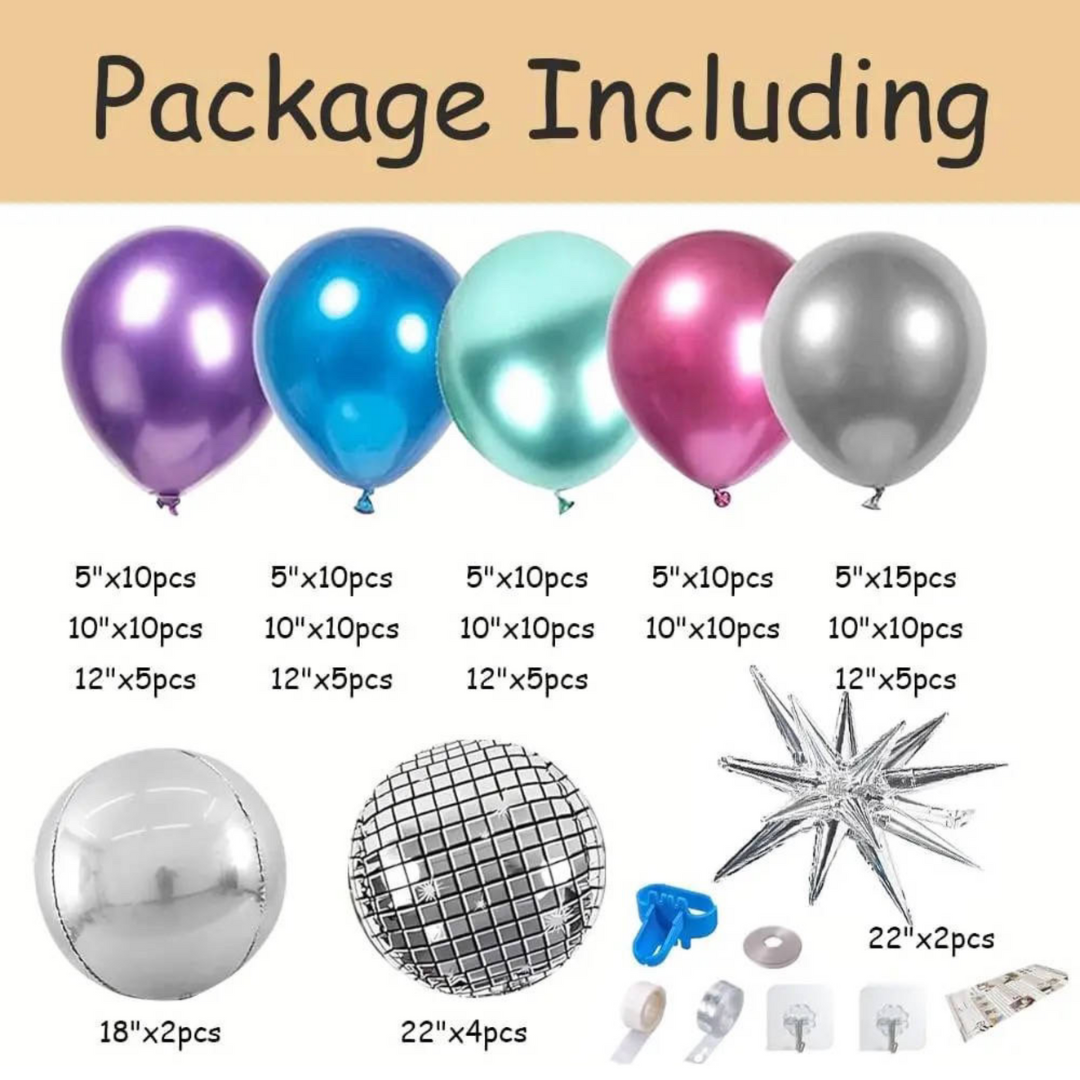 139pcs Disco Metallic Balloon garland Arch Kit